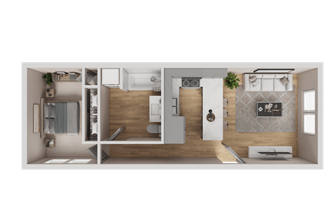 Floor plan for studio, 1 bath, 400 sqft